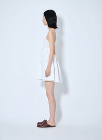 Miu Miu Women Slubbed Poplin And Eyelet Lace Mini Dress