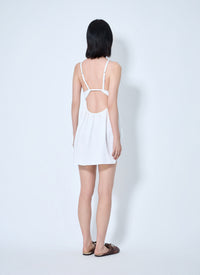 Miu Miu Women Slubbed Poplin And Eyelet Lace Mini Dress