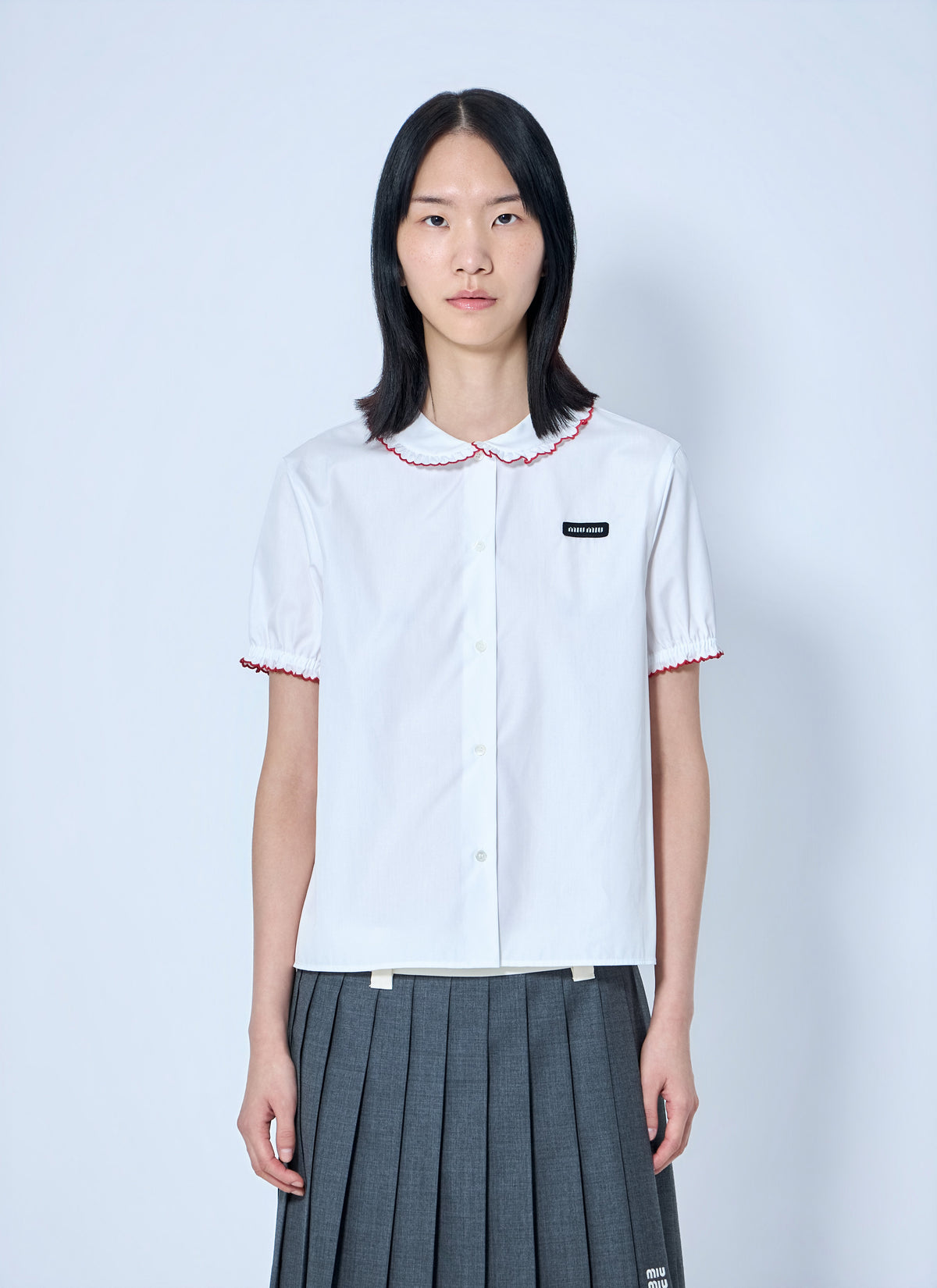 Miu Miu Women Embroidered Poplin Shirt