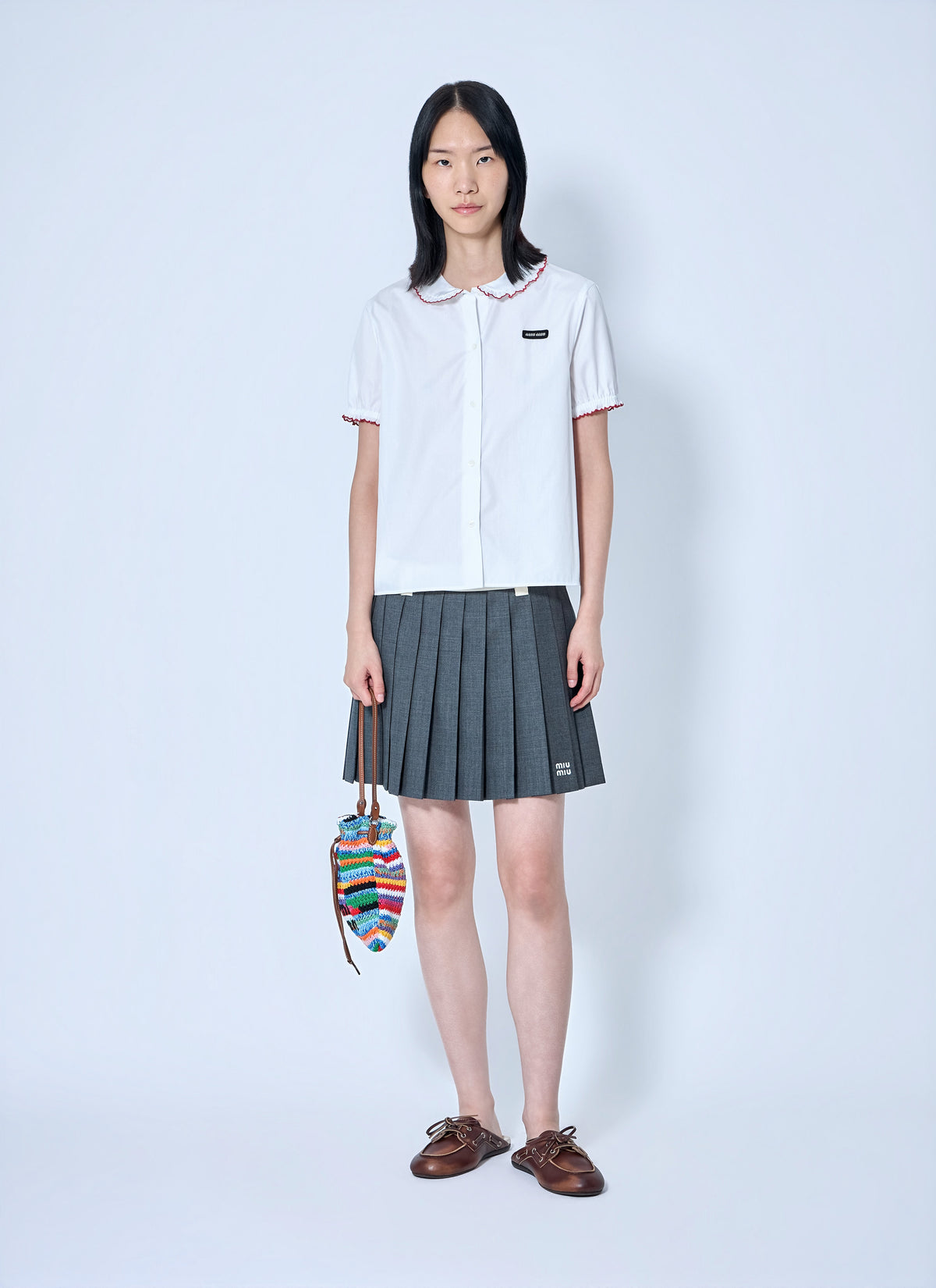Miu Miu Women Embroidered Poplin Shirt