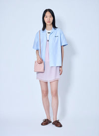 Miu Miu Women Short-Sleeve Cotton Poplin Shirt