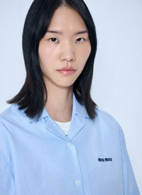 Miu Miu Women Short-Sleeve Cotton Poplin Shirt