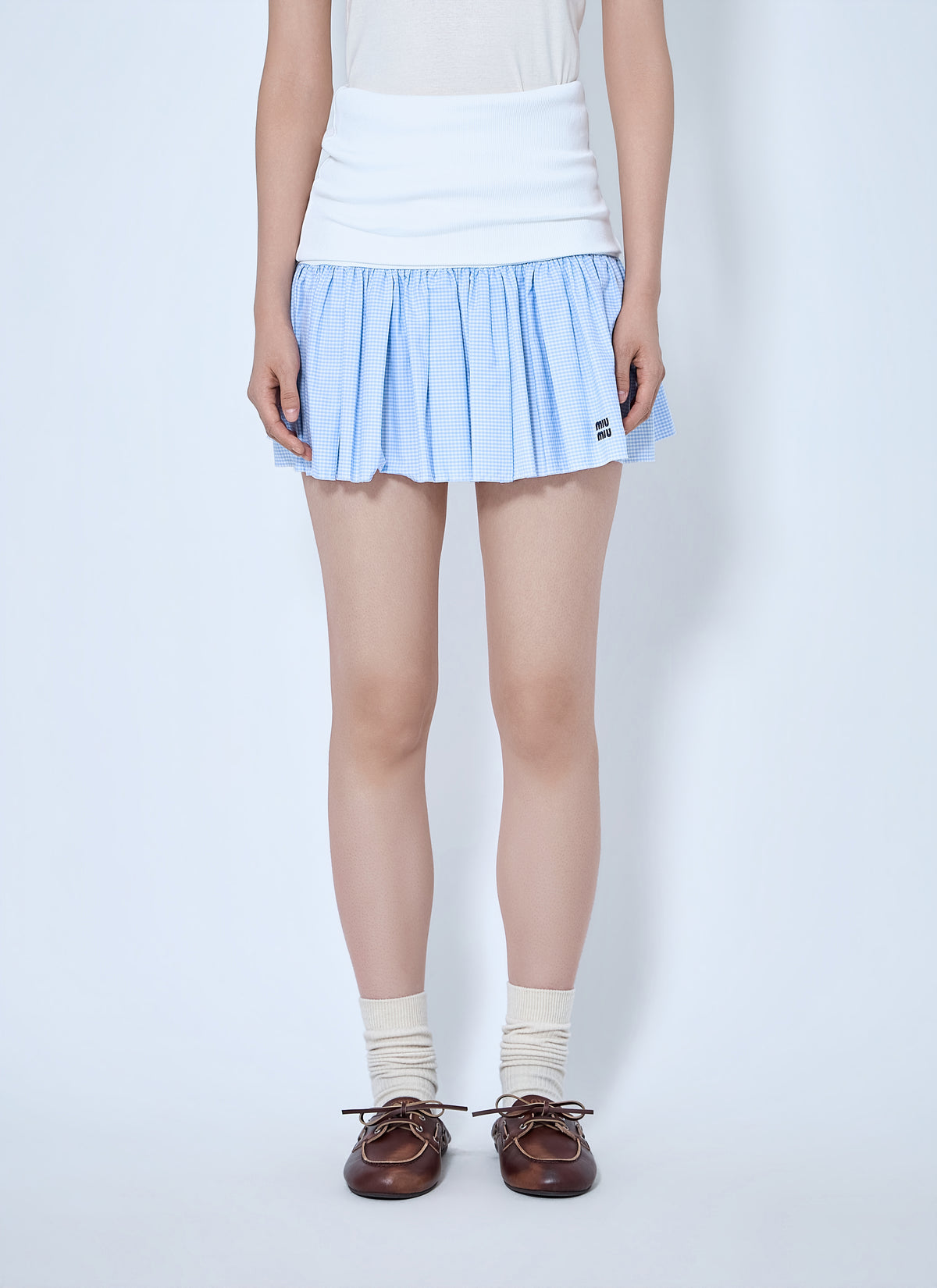 Miu Miu Women Jersey And Poplin Mini Skirt