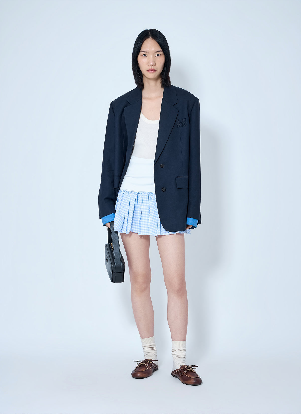 Miu Miu Women Jersey And Poplin Mini Skirt