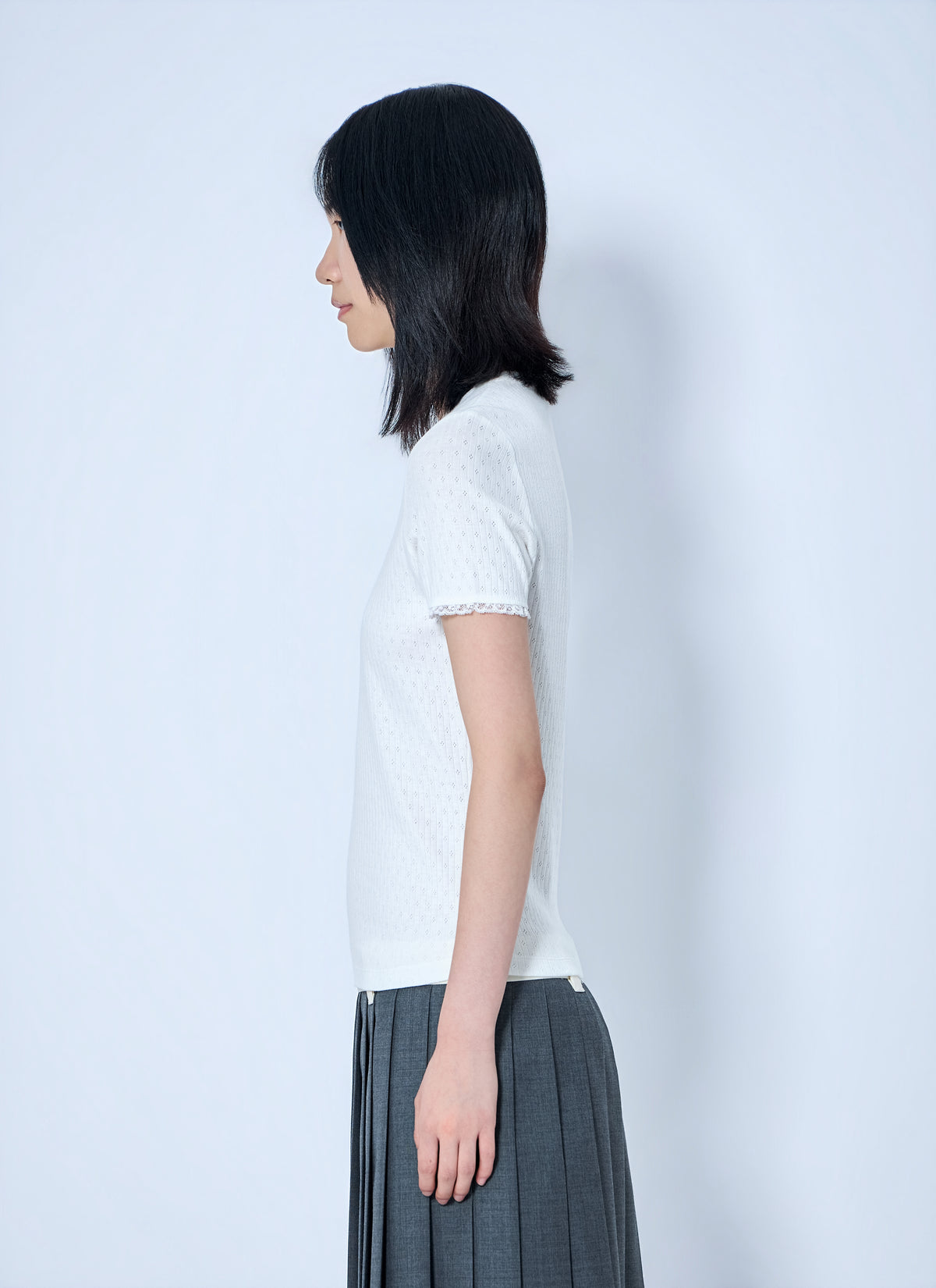 Miu Miu Miu Miu Women Lace-Trim Logo-Patch T-Shirt