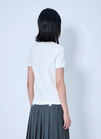 Miu Miu Miu Miu Women Lace-Trim Logo-Patch T-Shirt