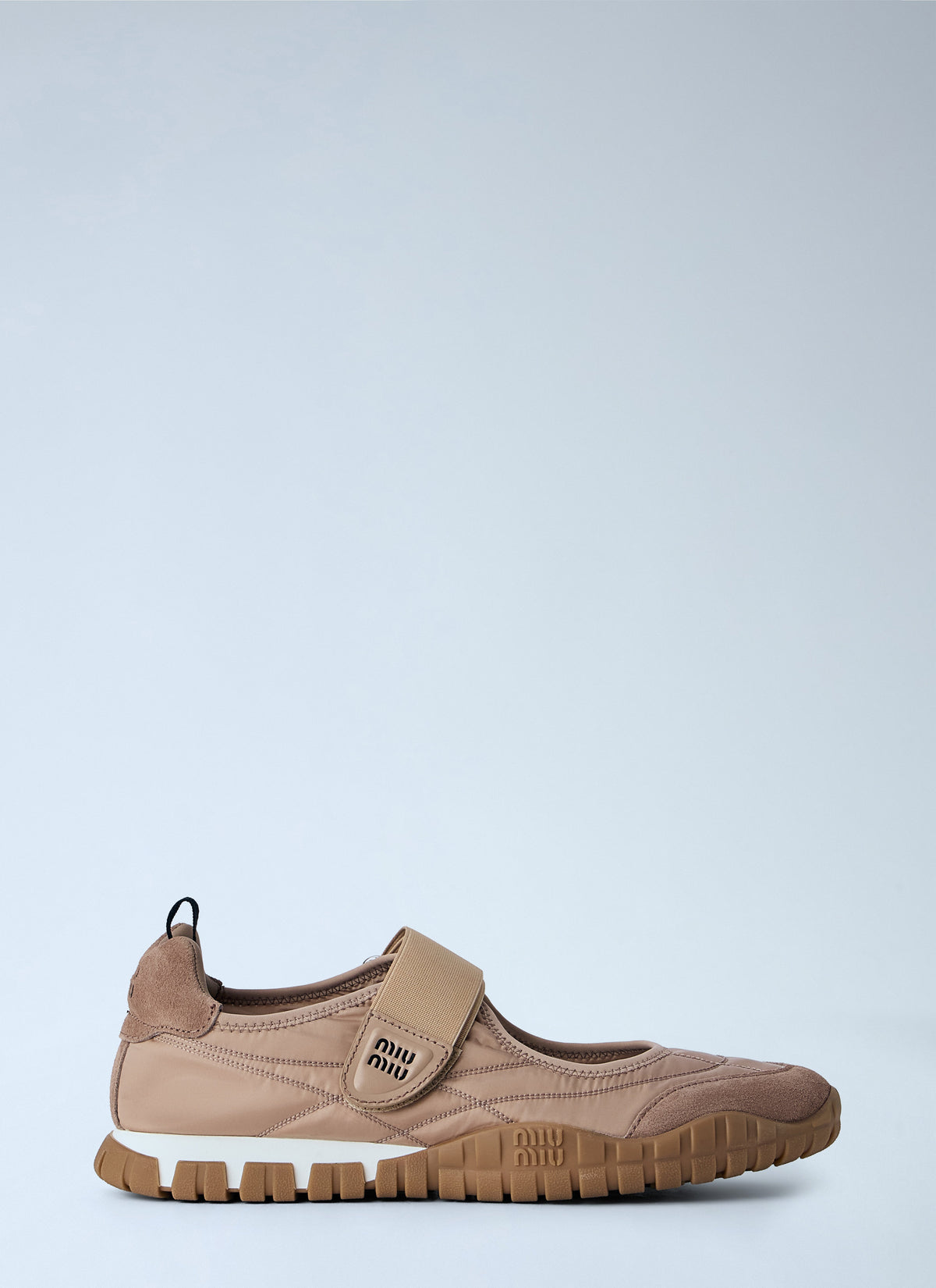 Miu Miu Women Tyre Technical Fabric And Suede Ballerinas
