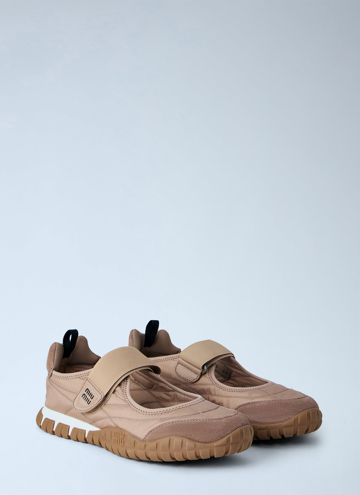 Miu Miu Women Tyre Technical Fabric And Suede Ballerinas