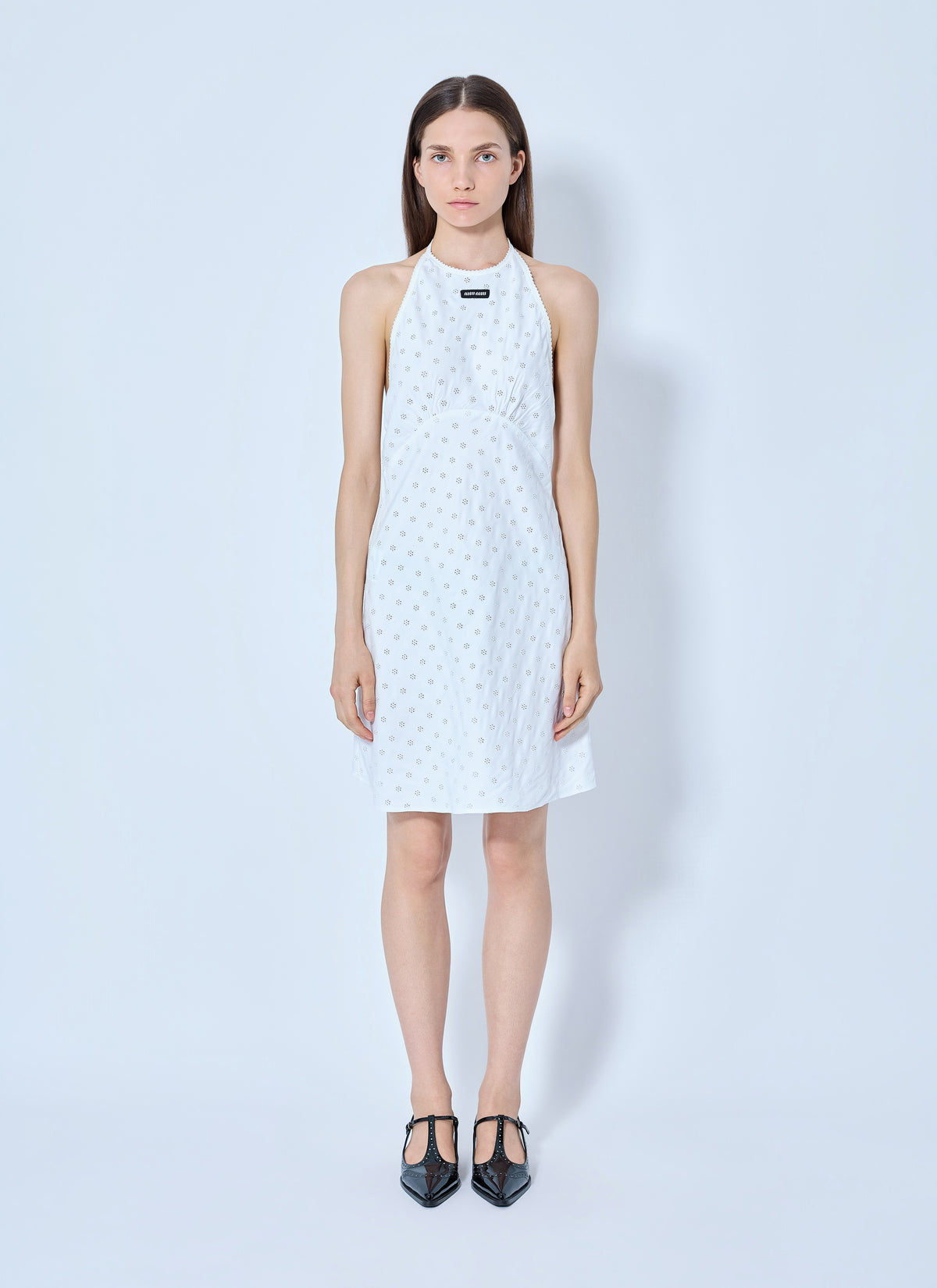 Miu Miu Women Cady Eyelet Lace Mini Dress