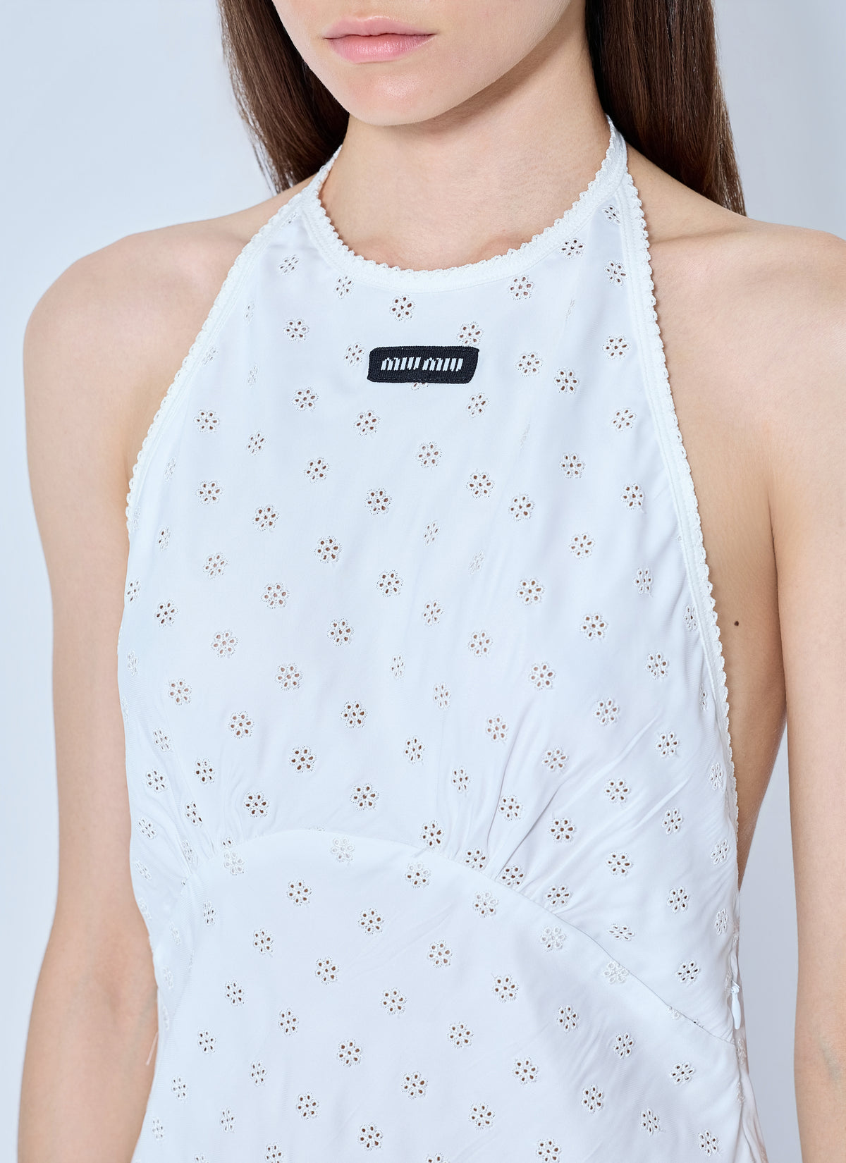 Miu Miu Women Cady Eyelet Lace Mini Dress
