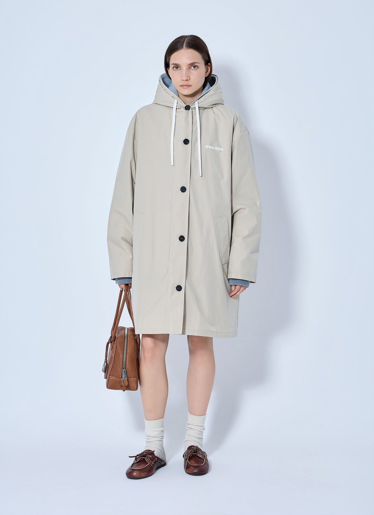 Miu Miu Women Single-Breasted Panama Caban Coat