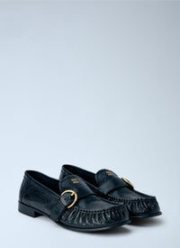 Miu Miu Women Leather Loafers With Buckle Detail