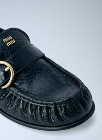 Miu Miu Women Leather Loafers With Buckle Detail