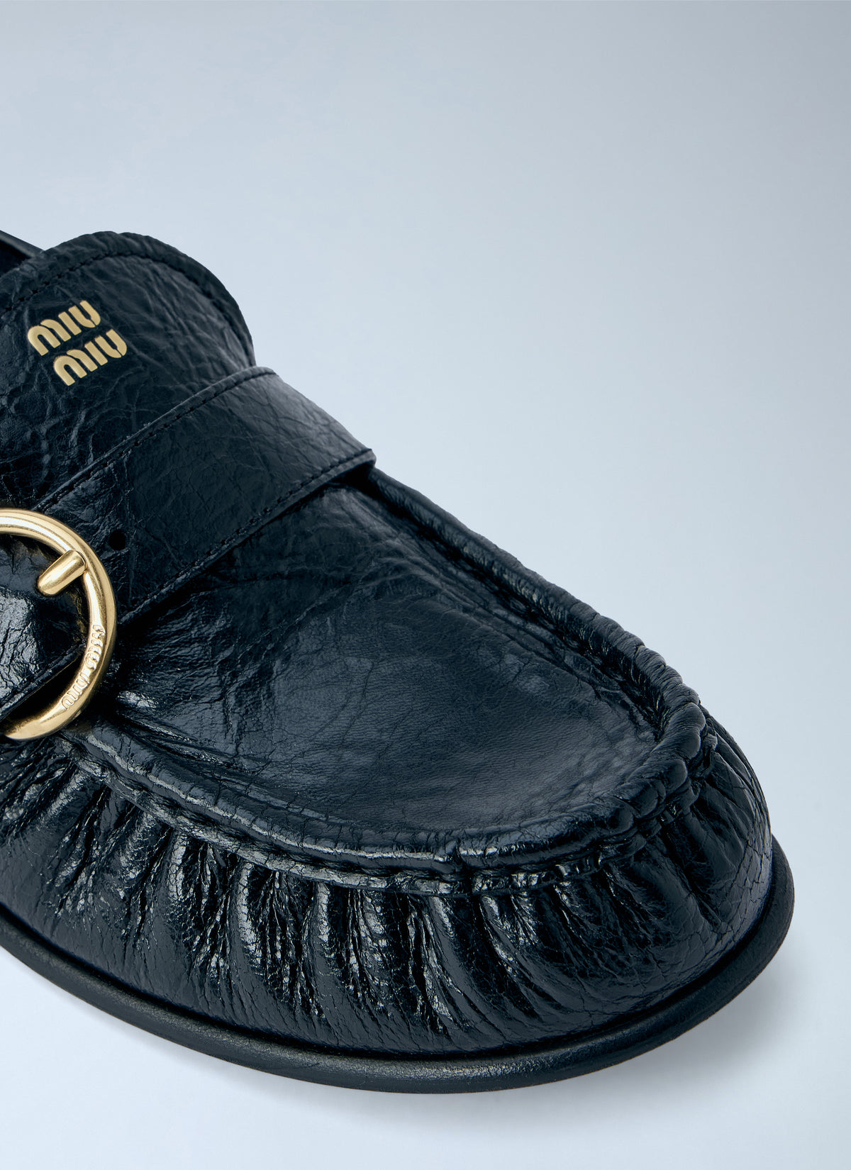 Miu Miu Women Leather Loafers With Buckle Detail