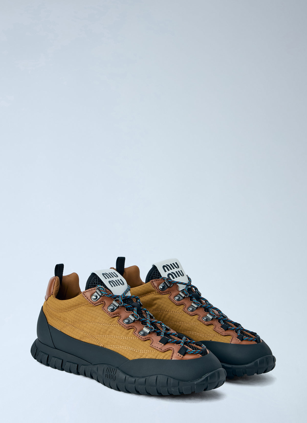 Miu Miu Women Technical Fabric And Leather Sneakers