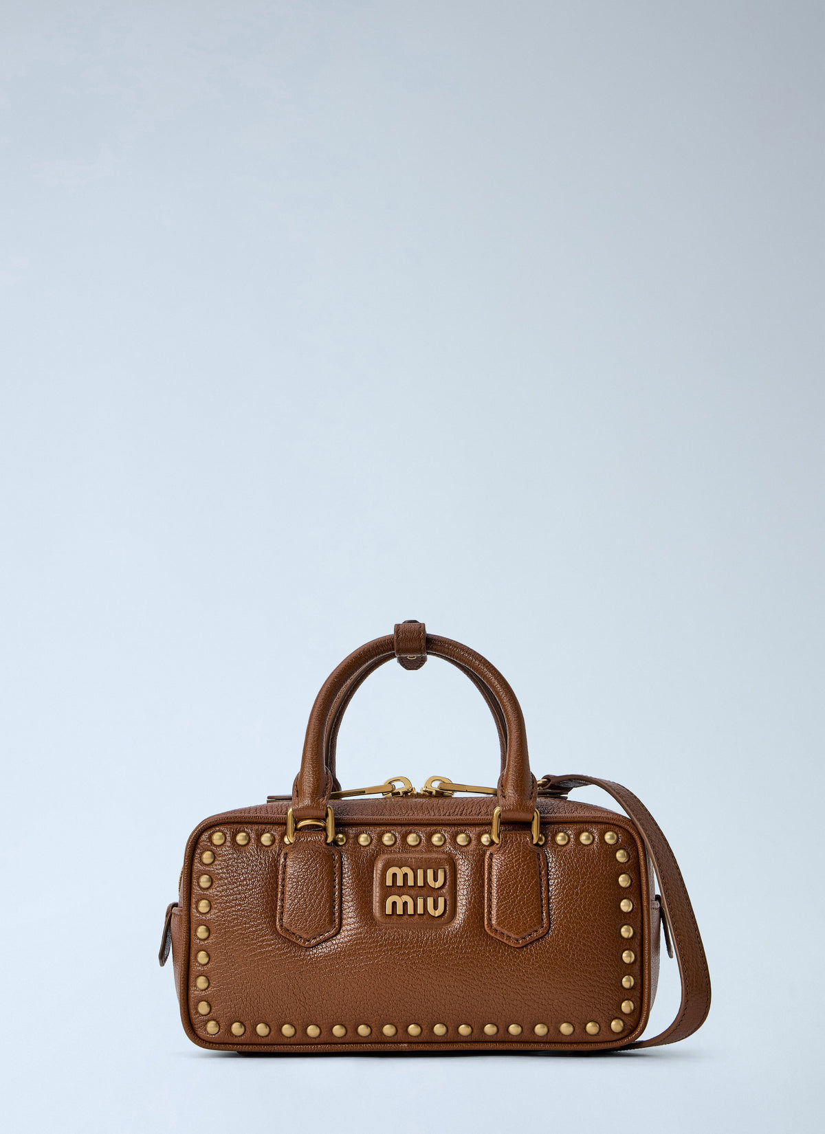 Miu Miu Women Brandy Arcadie Studded Leather Bag