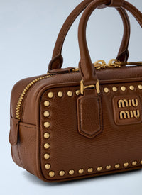 Miu Miu Women Brandy Arcadie Studded Leather Bag