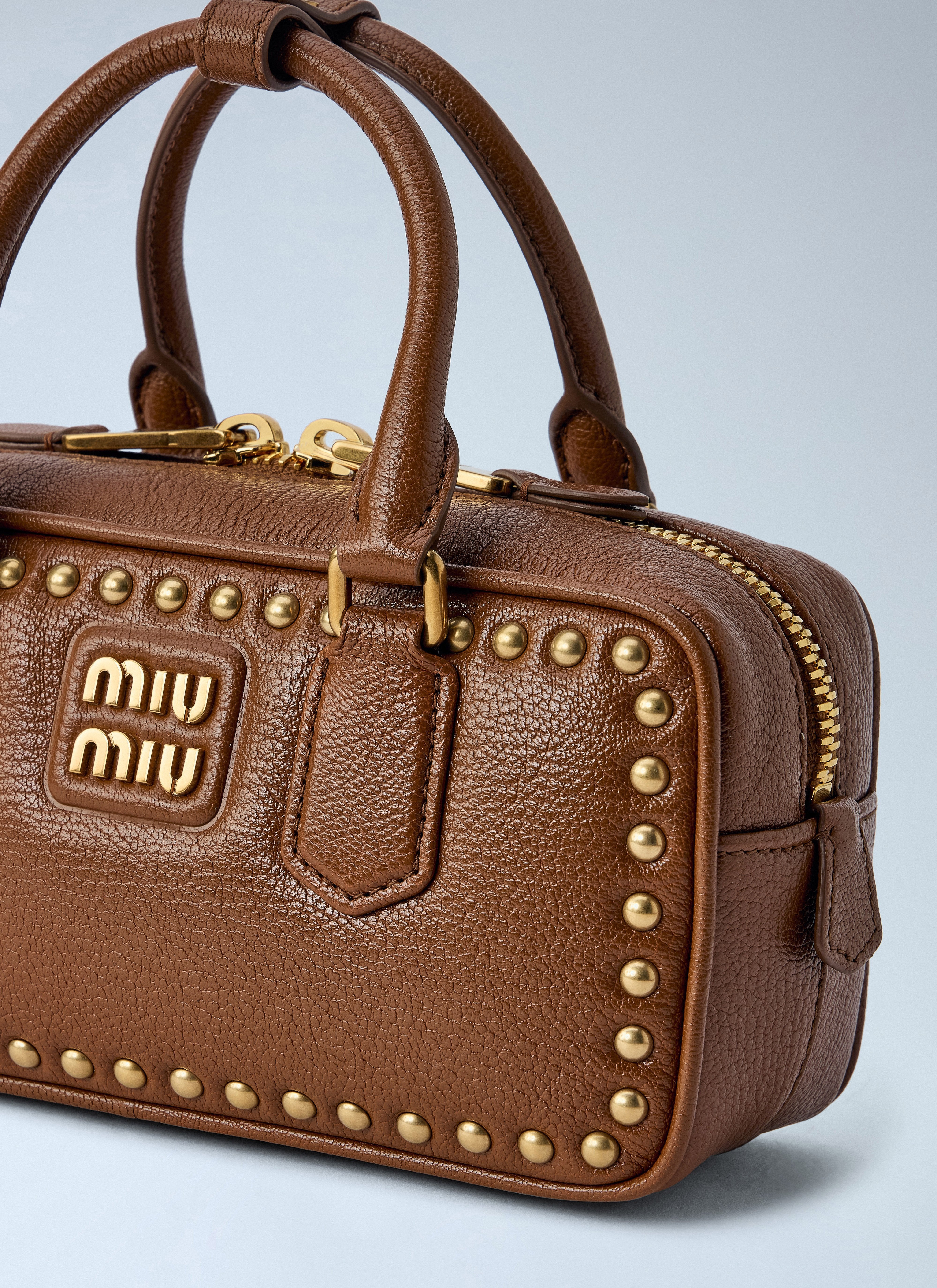 Miu Miu Women Brandy Arcadie Studded Leather Bag – Bluefly