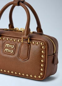 Miu Miu Women Brandy Arcadie Studded Leather Bag