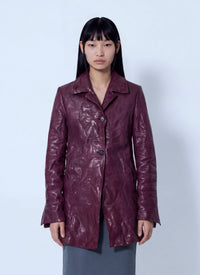 Miu Miu Women Textured Leather Coat