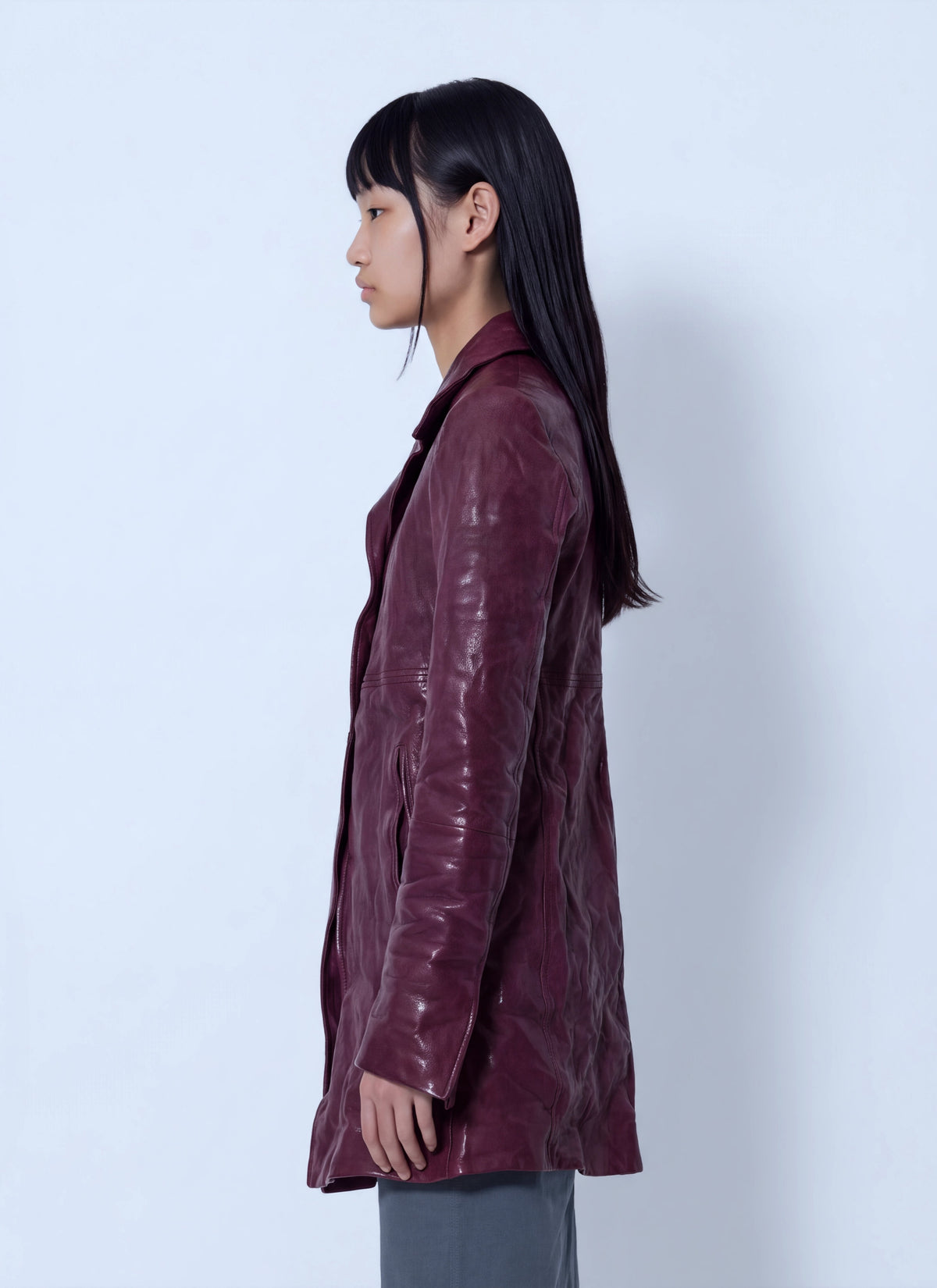 Miu Miu Women Textured Leather Coat
