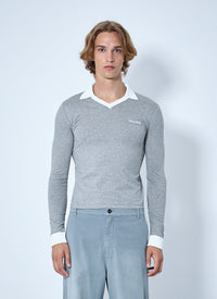 Miu Miu Men Collared Long Sleeve Knit Sweater