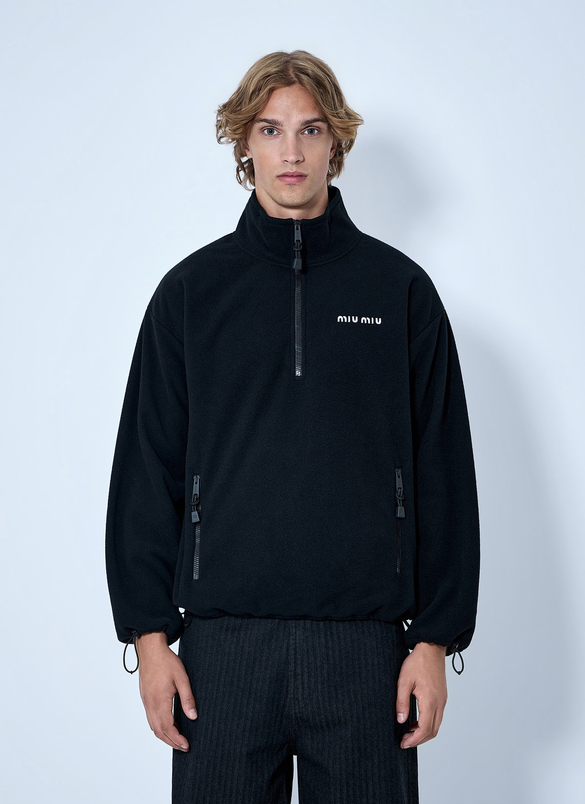 Miu Miu Men Half-Zip Fleece Sweatshirt