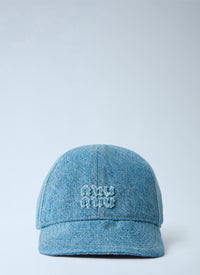 Miu Miu Women Denim Washed Baseball Cap