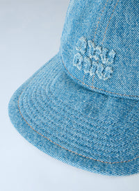 Miu Miu Women Denim Washed Baseball Cap