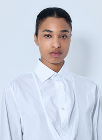 Maison Margiela Women White Folded V-Neck Collar Shirt