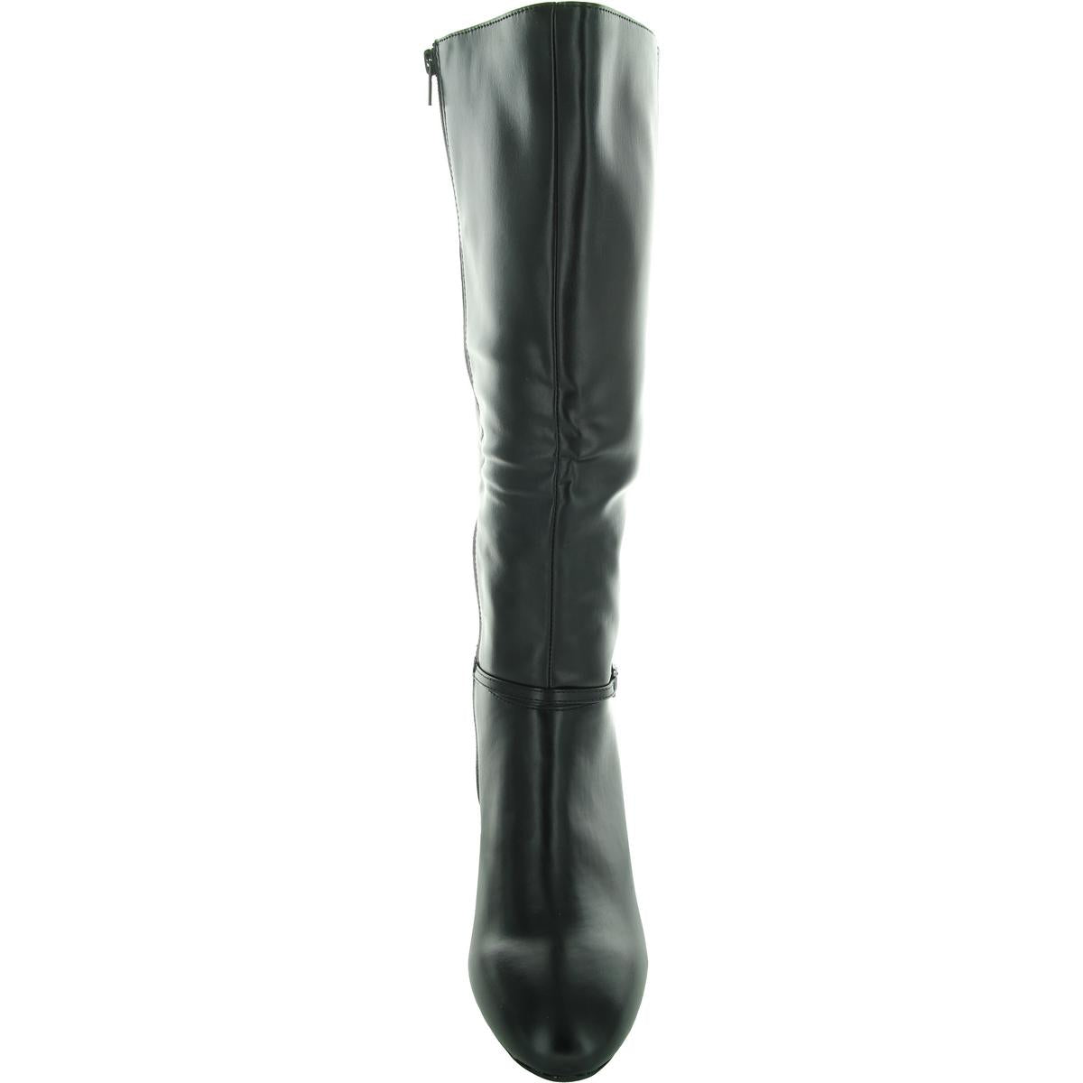Hanlee Womens Zipper Faux Leather Knee-High Boots