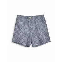 Brunello Cucinelli Mens Patterned Swim Shorts in Navy