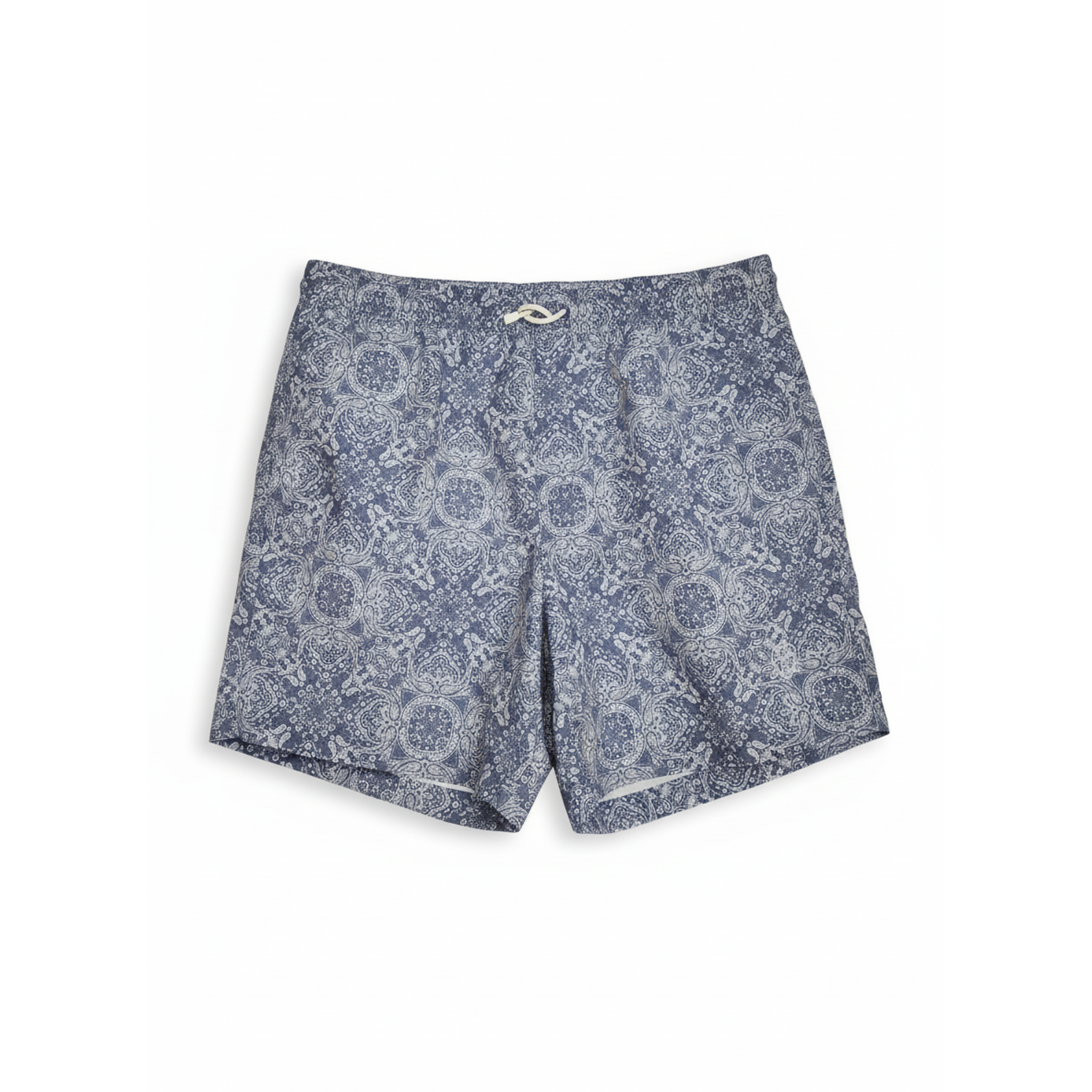 Brunello Cucinelli Mens Patterned Swim Shorts in Navy