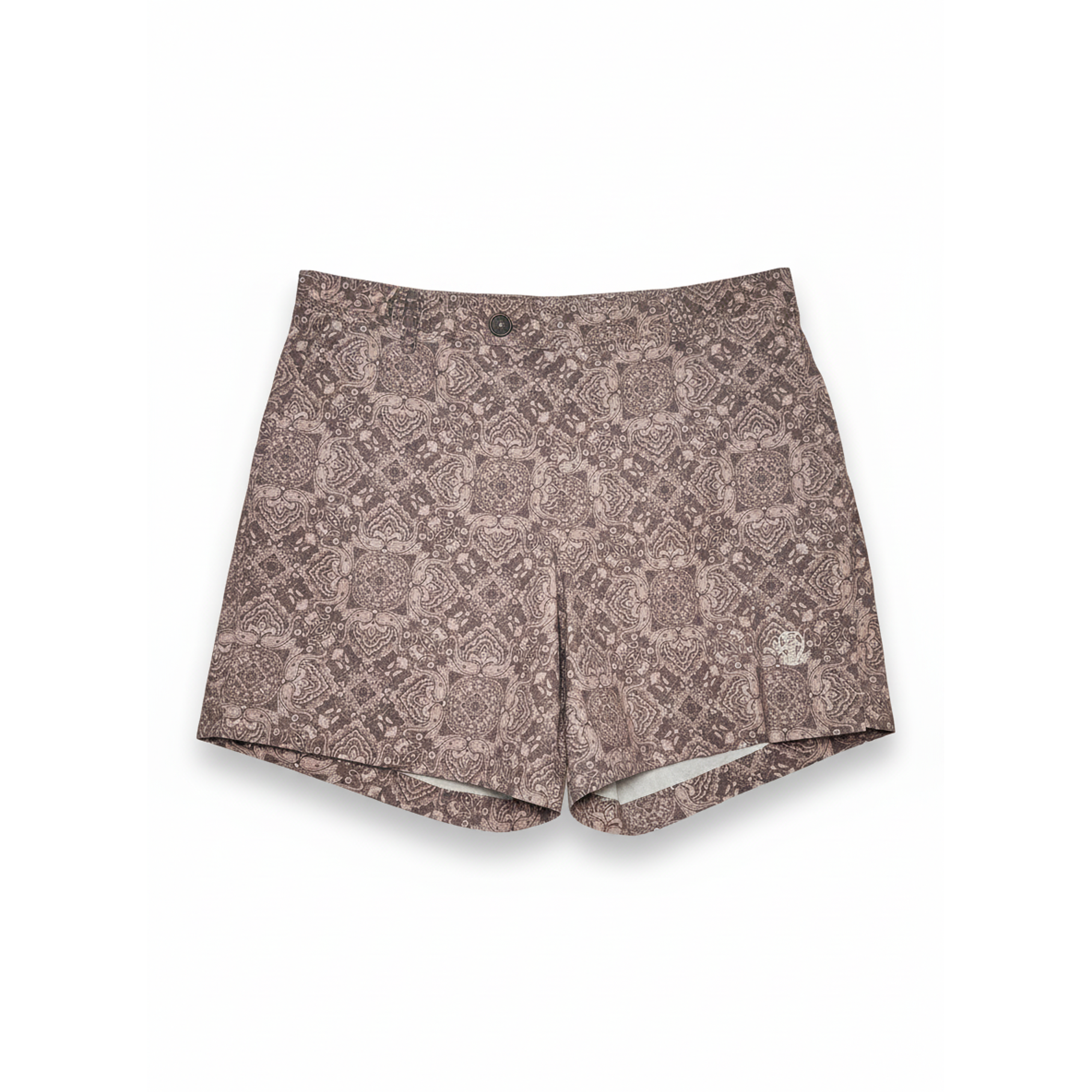 Brunello Cucinelli Mens Swimwear in Brown & Beige Print With Side Ajusters