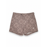Brunello Cucinelli Mens Swimwear in Brown & Beige Print With Side Ajusters
