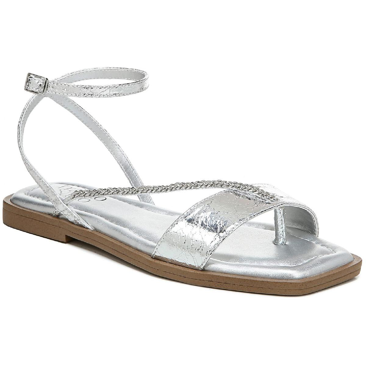 Mela Womens Faux Leather Ankle Strap Thong Sandals