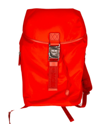 MCM Orange Red Nylon Luft Hoodie Detachable Hood Backpack