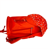 MCM Orange Red Nylon Luft Hoodie Detachable Hood Backpack