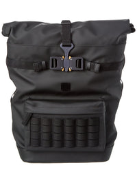 MCM Black Canvas Nylon Medium Roll Top Backpack
