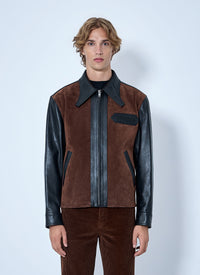 Marni Men Leather And Suede Panel Jacket