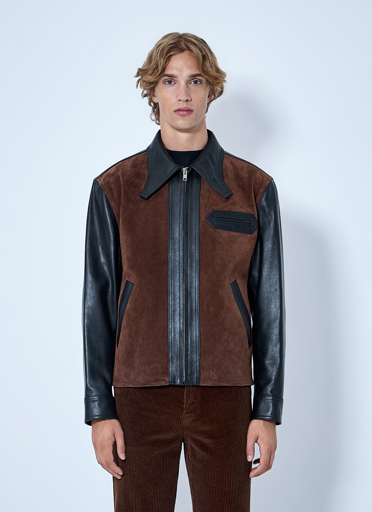 Marni Men Leather And Suede Panel Jacket