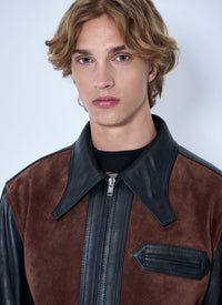 Marni Men Leather And Suede Panel Jacket