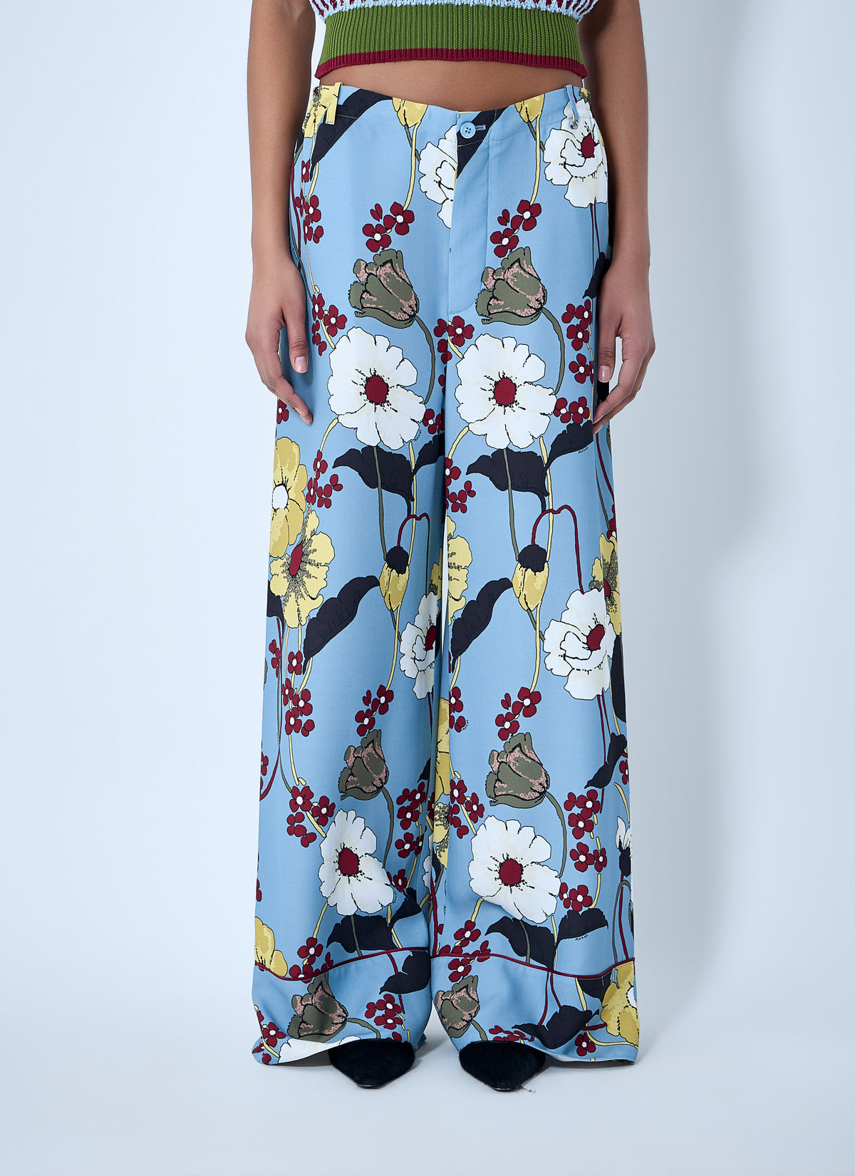 Marni Women Wide-Leg Floral Trousers