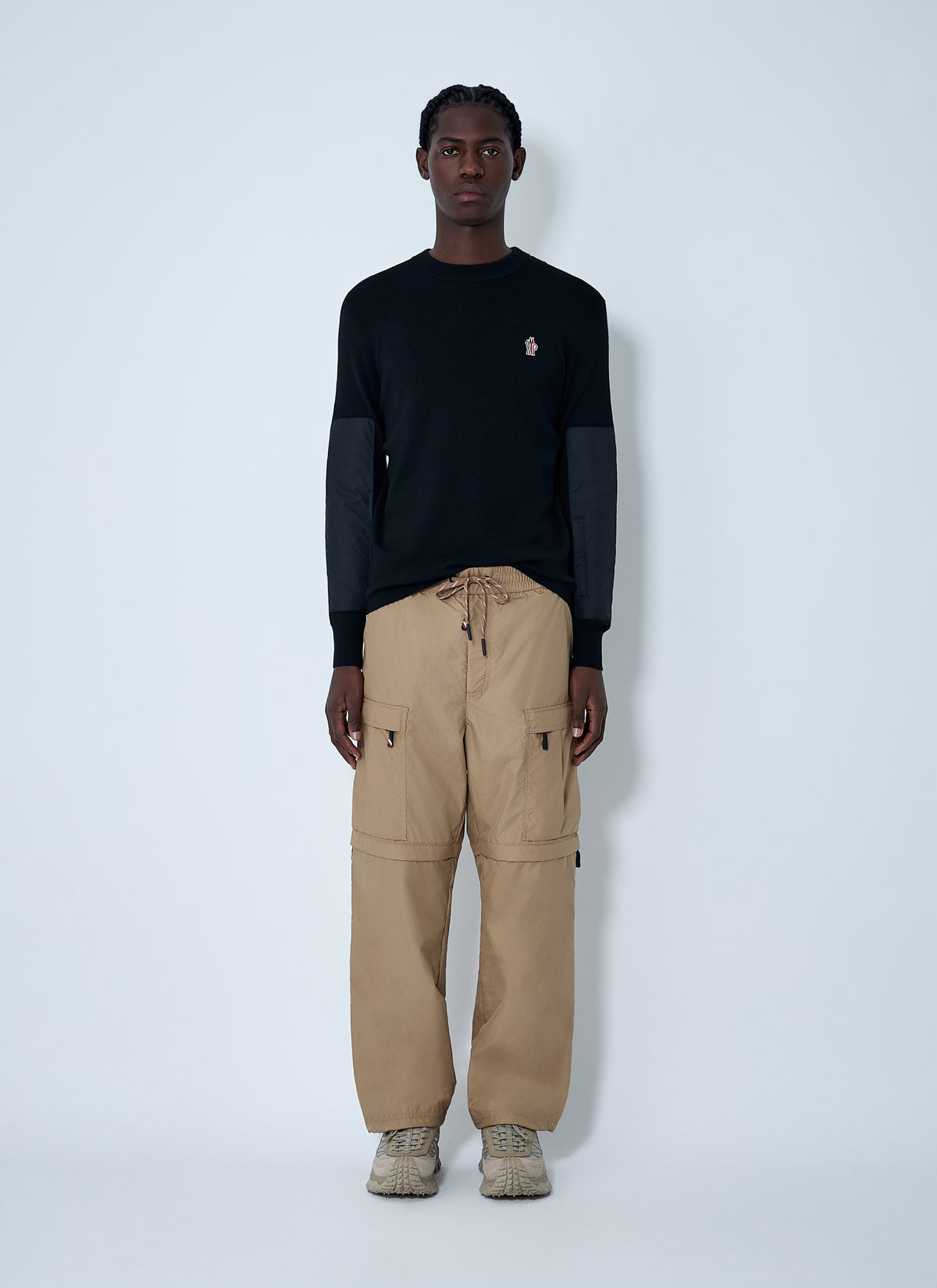Moncler Grenoble Men Crewneck Sweater With Nylon Sleeve Patches