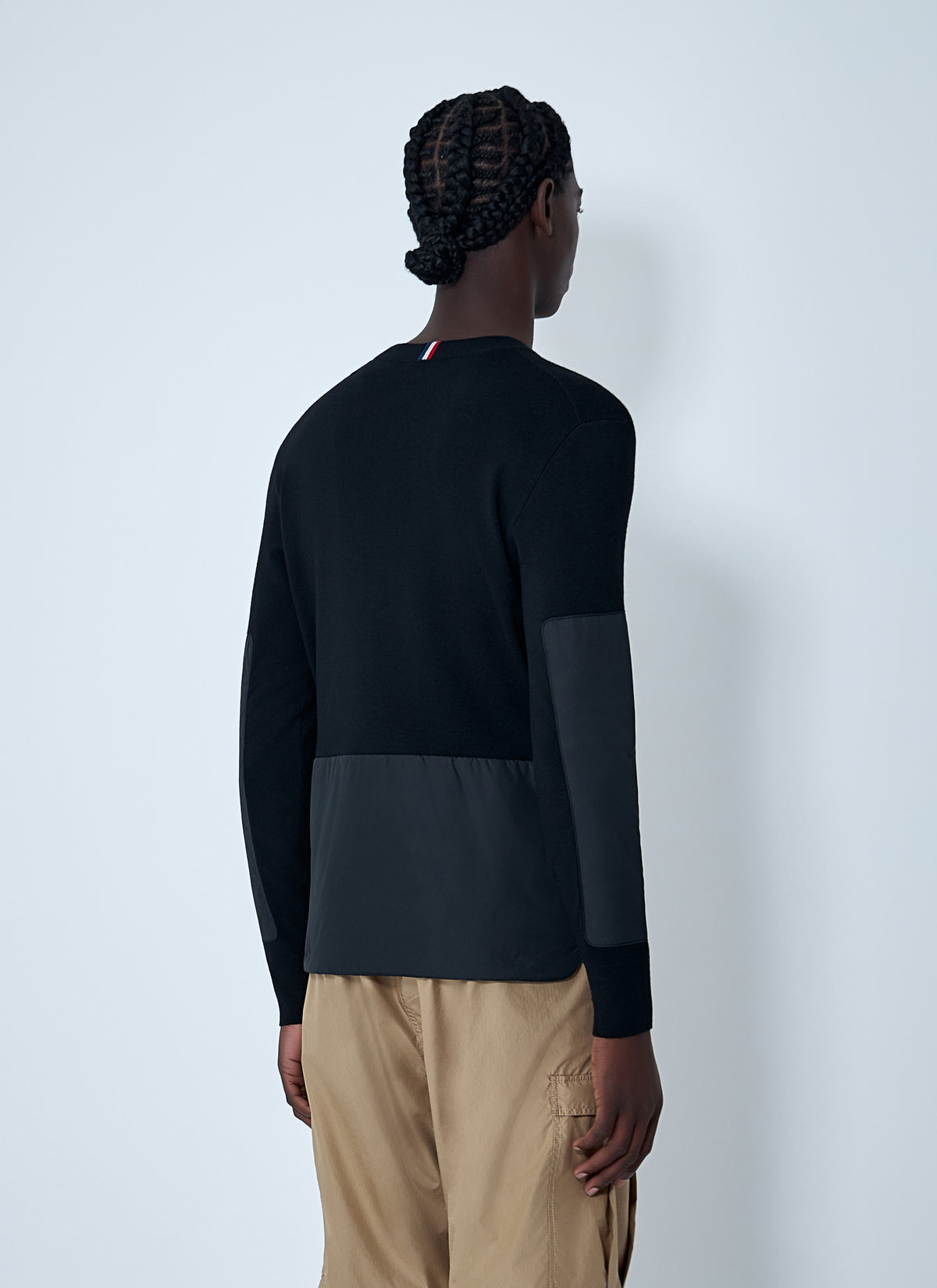 Moncler Grenoble Men Crewneck Sweater With Nylon Sleeve Patches