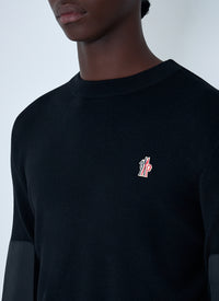 Moncler Grenoble Men Crewneck Sweater With Nylon Sleeve Patches