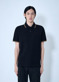 Moncler Men Polo Shirt With Ribbed Trims