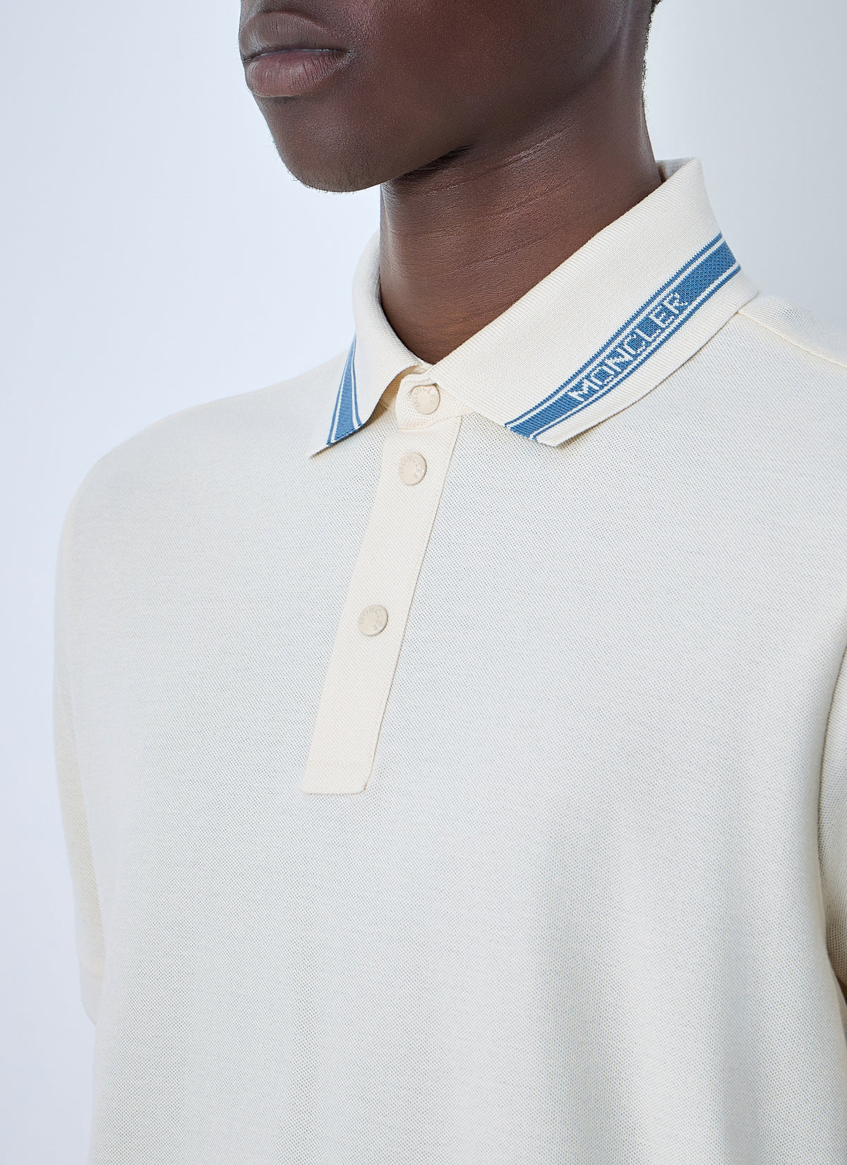 Moncler Men Polo Shirt With Contrast Collar