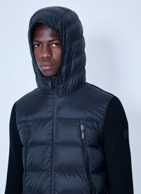 Moncler Men Hooded Puffer Jacket With Knit Sleeves