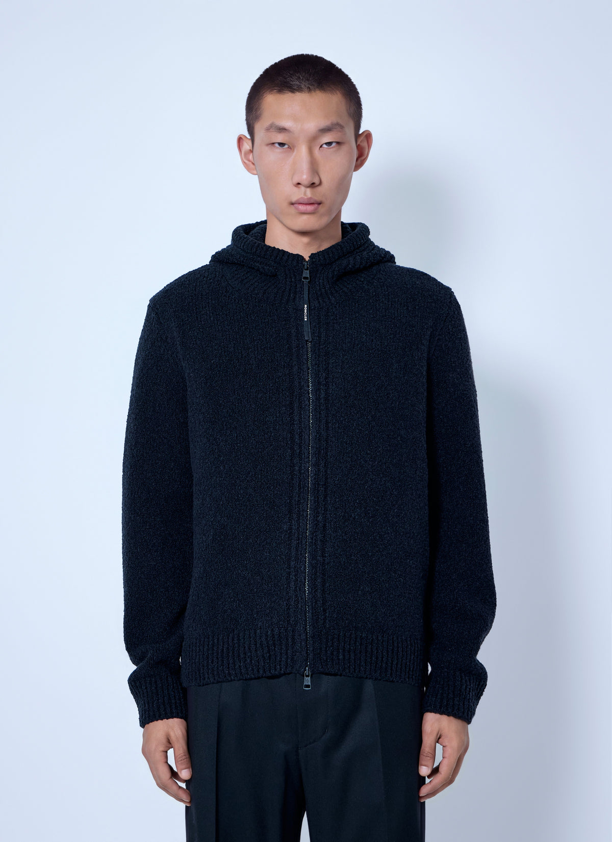 Moncler Men Bouclé Wool Blend Zip-Up Hoodie